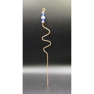 Hammered Copper & Blue Bead Plant Stake by Succulent Metals Welded Artistry